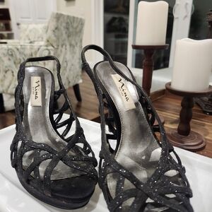 Nina Black Strappy Women's Heels